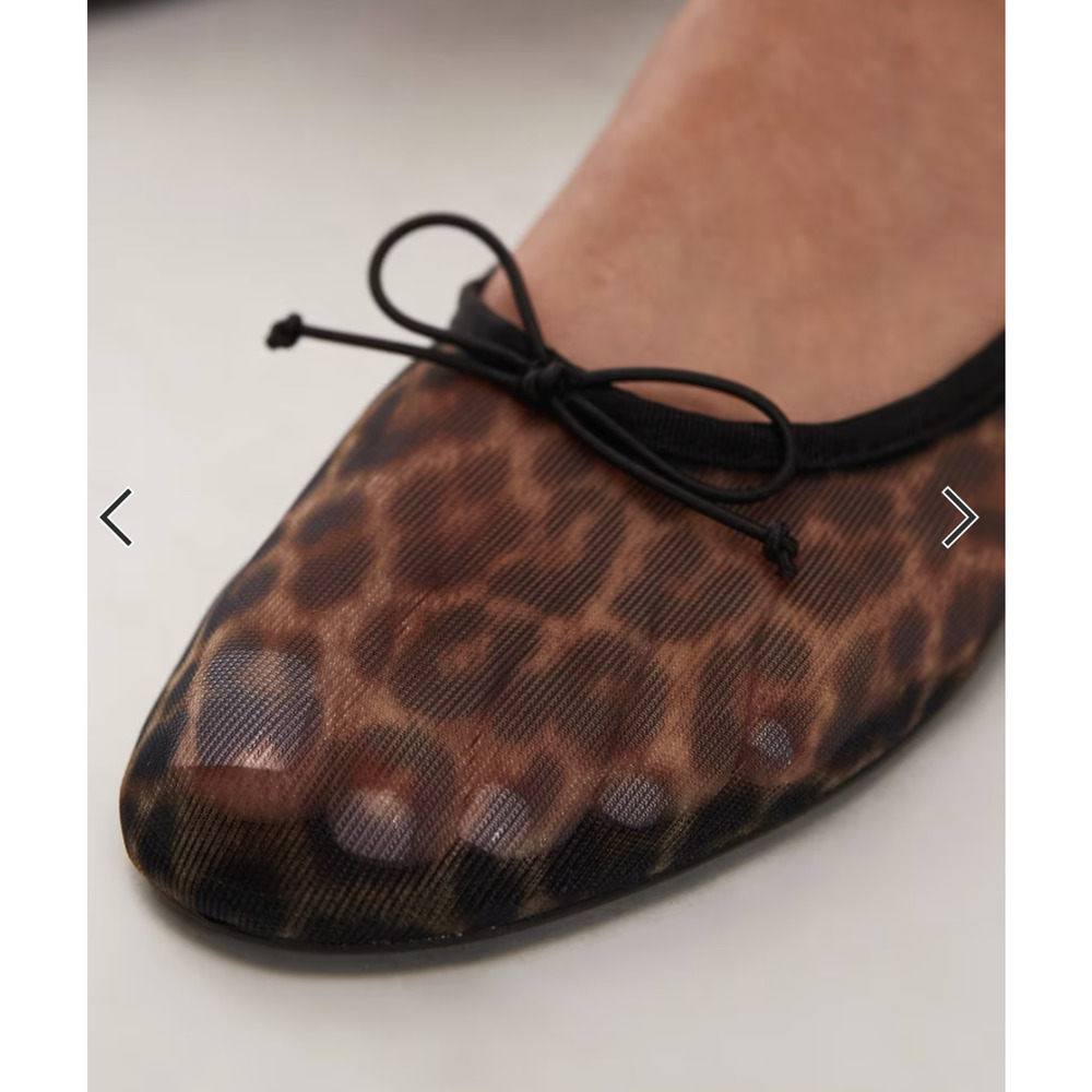 NEW MANGO MNG LEOPARD ANIMAL PRINT MESH BALLERINA BALLET FLATS SHOES 38 US 7.5 - Picture 5 of 13